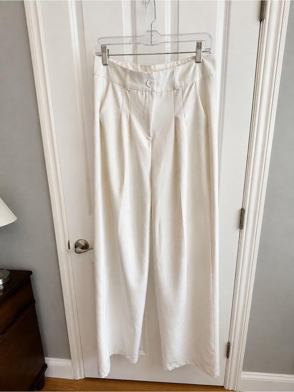 SHEIN Tall Cream High-Waist Wide Leg Trousers Size 8/10